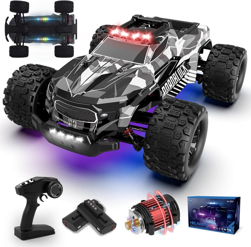 Ferngesteuertes Auto, 1/14 RC Auto mit 7 Farben Lichtern, 40KM/H Monstertruck Rc Truck, 2.4GHz Rc Au