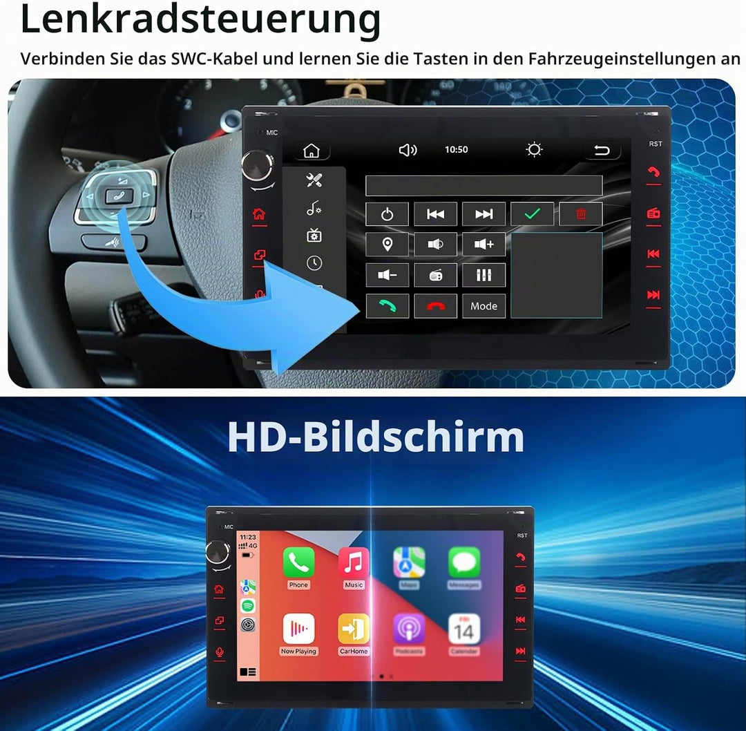 Autoradio für VW Golf 4 T5 Bora Polo Passat B5 Jetta Seat Skoda Leon 1998-2006, Stereo Radio Touchsc