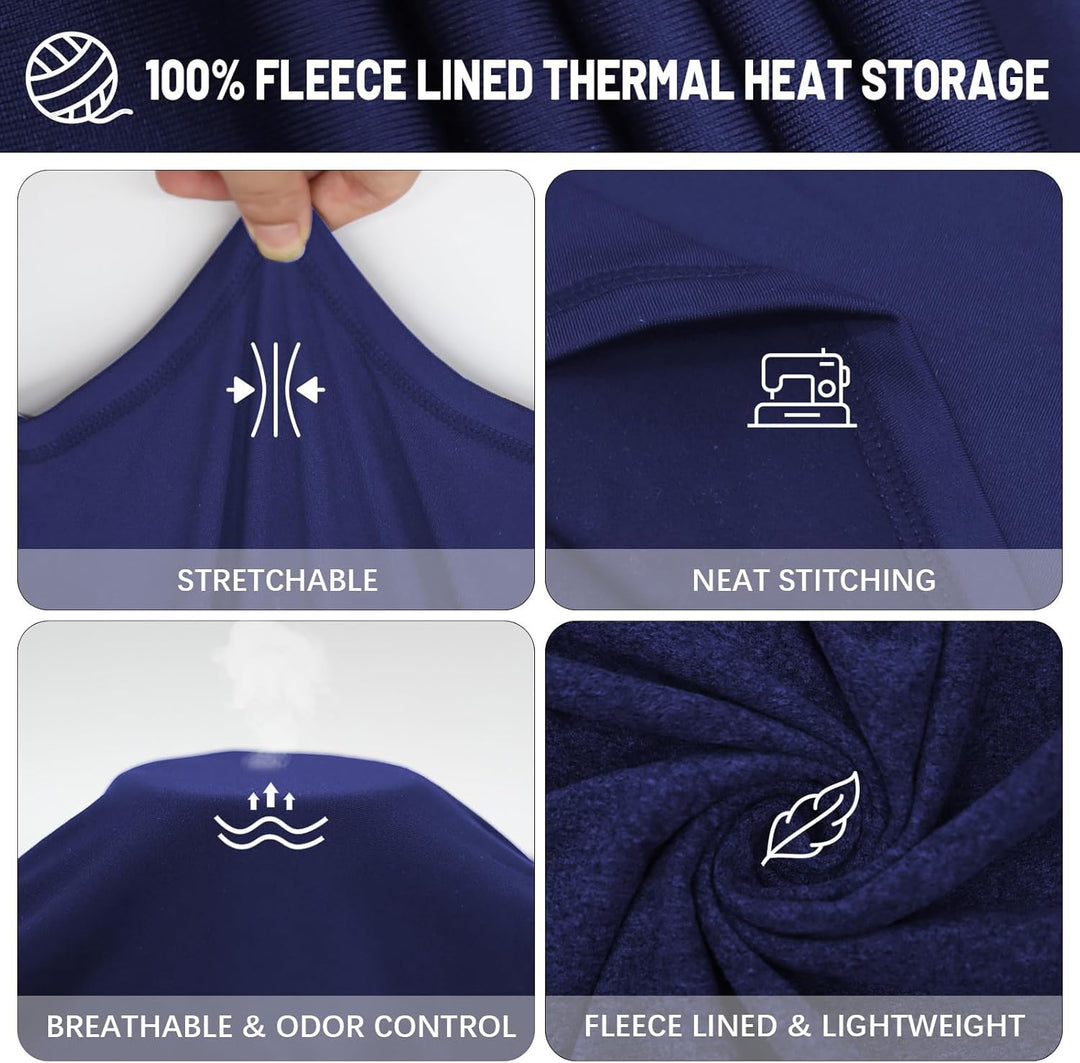 Herren Thermounterwäsche Funktionsunterwäsche Atmungsaktiv Thermo Unterwäsche Baselayer-Set, Blau