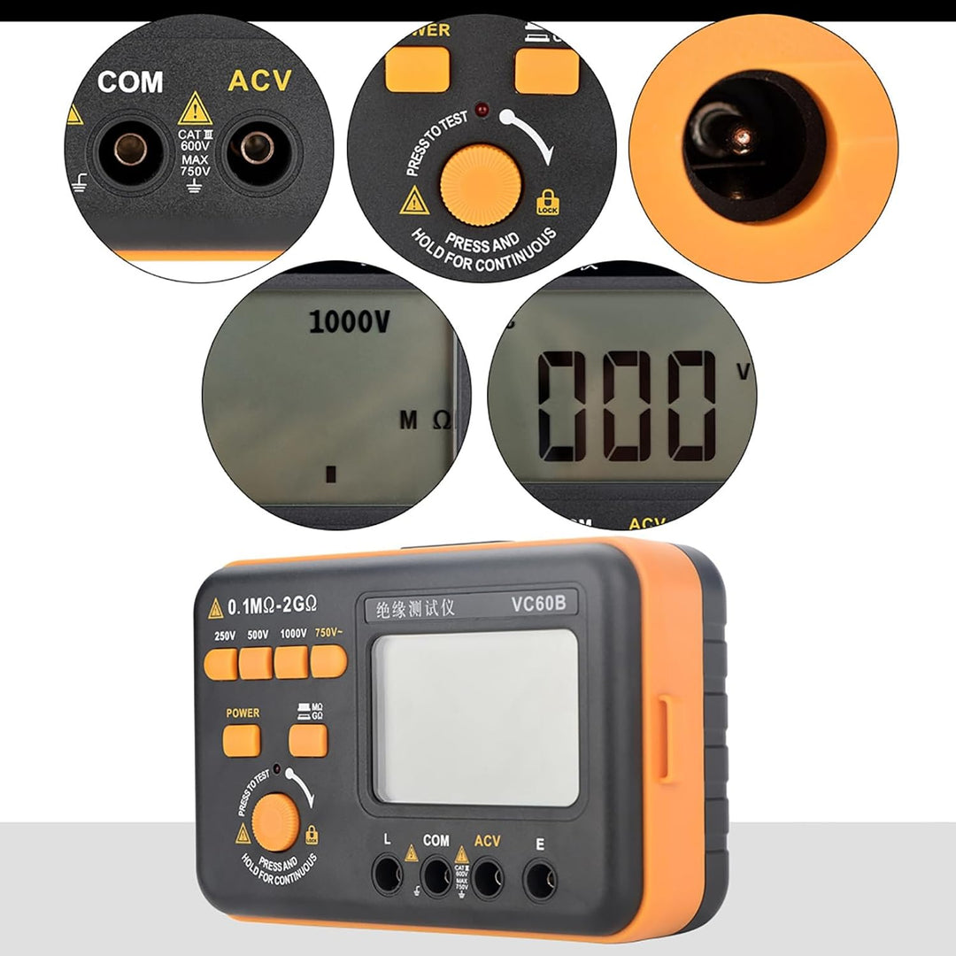 VC60B LCD Digital Megohmmeter Isolationswiderstand Tester MegOhm Meter 200MΩ / 2GΩ