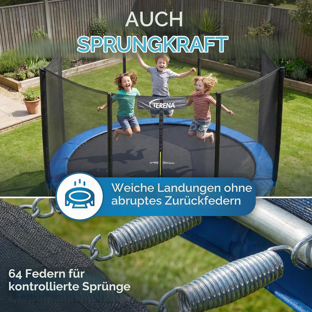 Terena Trampolin 305 cm mit Sicherheitsnetz Gartentrampolin (auch für Kinder)