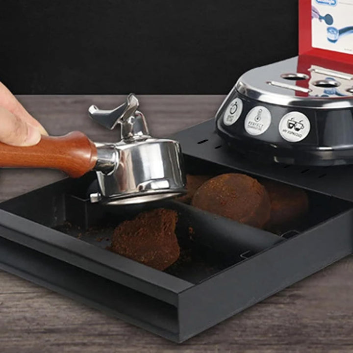 Kaffeesatz Abklopfbehälter für Siebträger, 35 x 25 x 8 cm Edelstahl Knock Box für Espresso Siebträge