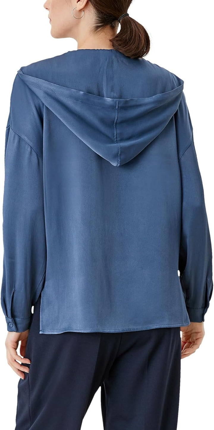 s.Oliver BLACK LABEL Kapuzenbluse aus Satin 38 Dark Blue, 38 Dark Blue