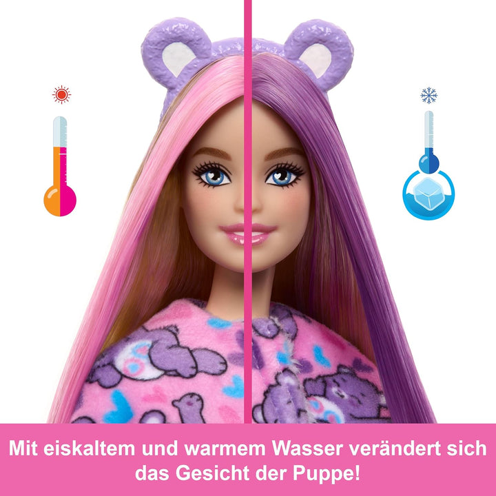 Barbie-Puppe mit Accessoires, Glücksbärchis-Reihe, Modepuppe mit plüschigem Teile-gern-Bärchi-Kostüm