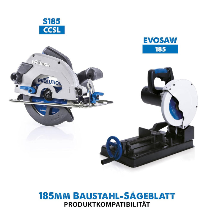 Evolution M185TCT-40CS - 185 mm Sägeblatt zum Schneiden von Baustahl - Metall-Sägeblatt mit 40 Zähne