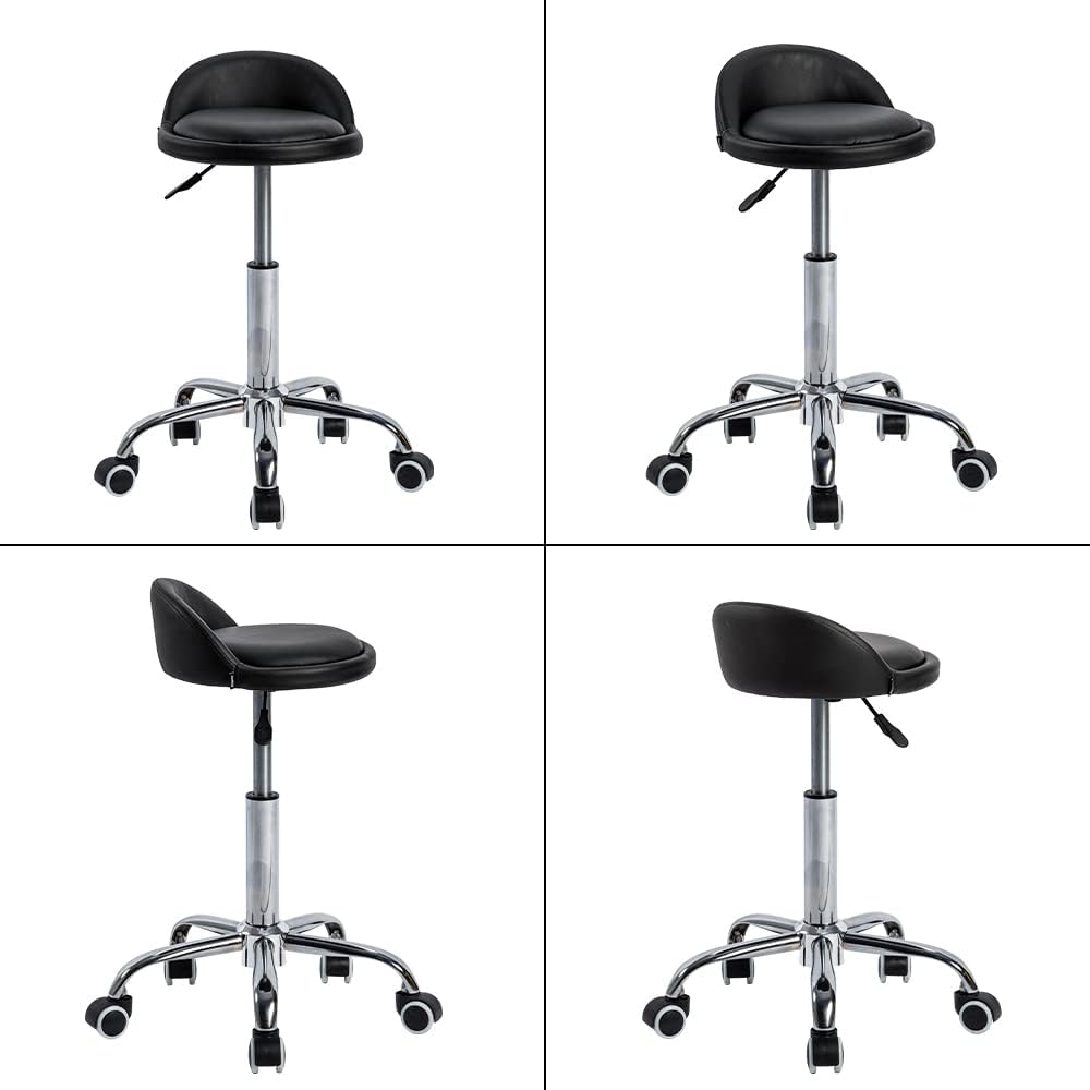 Mingone 360 °Drehung PU-Leder Höhenverstellbar Bürohocker mit Rollen mit Rückenlehne Drehstuhl Arbei