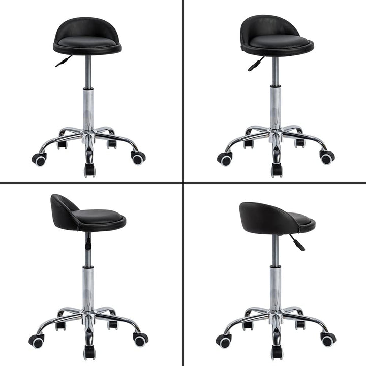 Mingone 360 °Drehung PU-Leder Höhenverstellbar Bürohocker mit Rollen mit Rückenlehne Drehstuhl Arbei