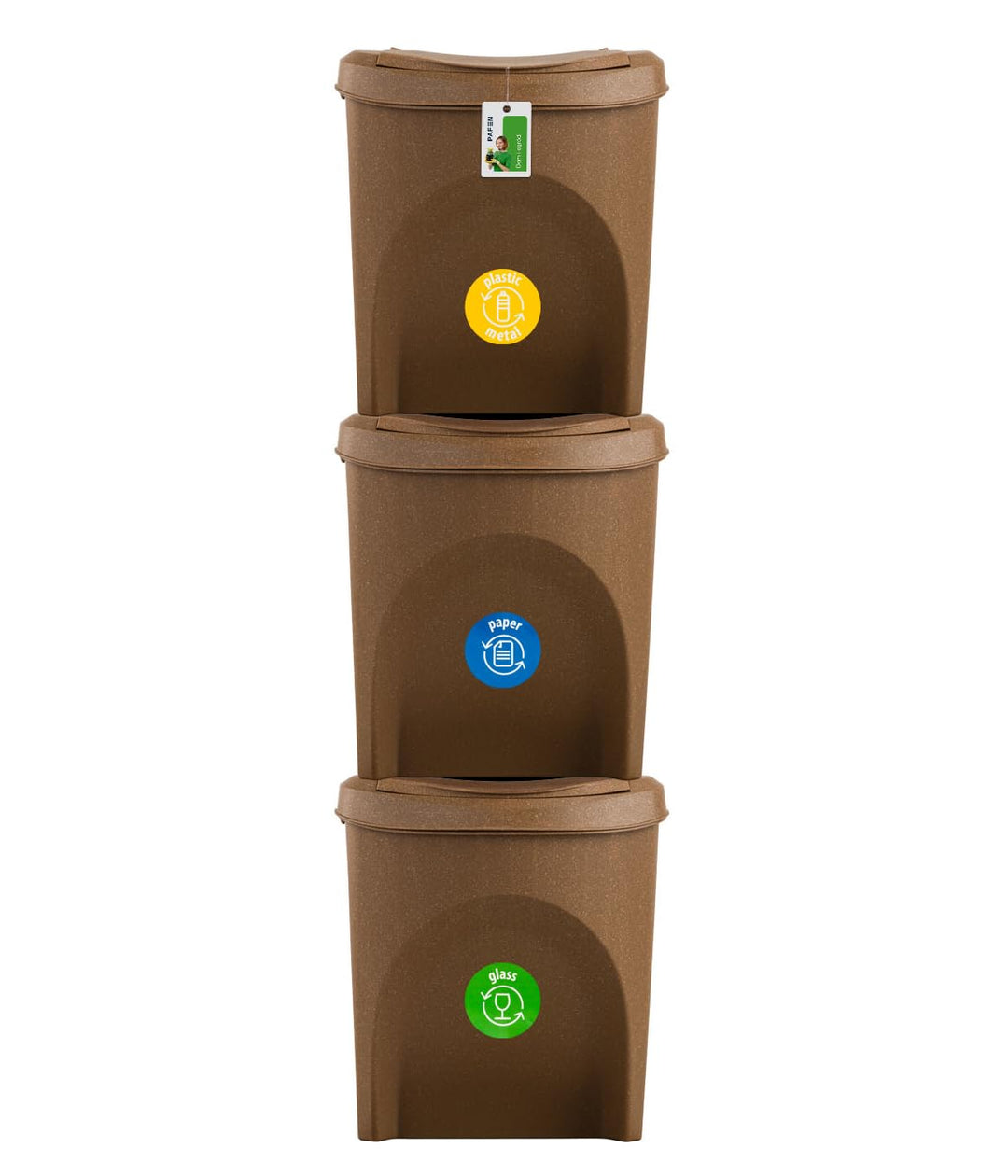Mülleimer Set Eco Mülltrennsystem 3x25L – Abfalleimer mit farbigen Deckeln, Recycling Behälter für K
