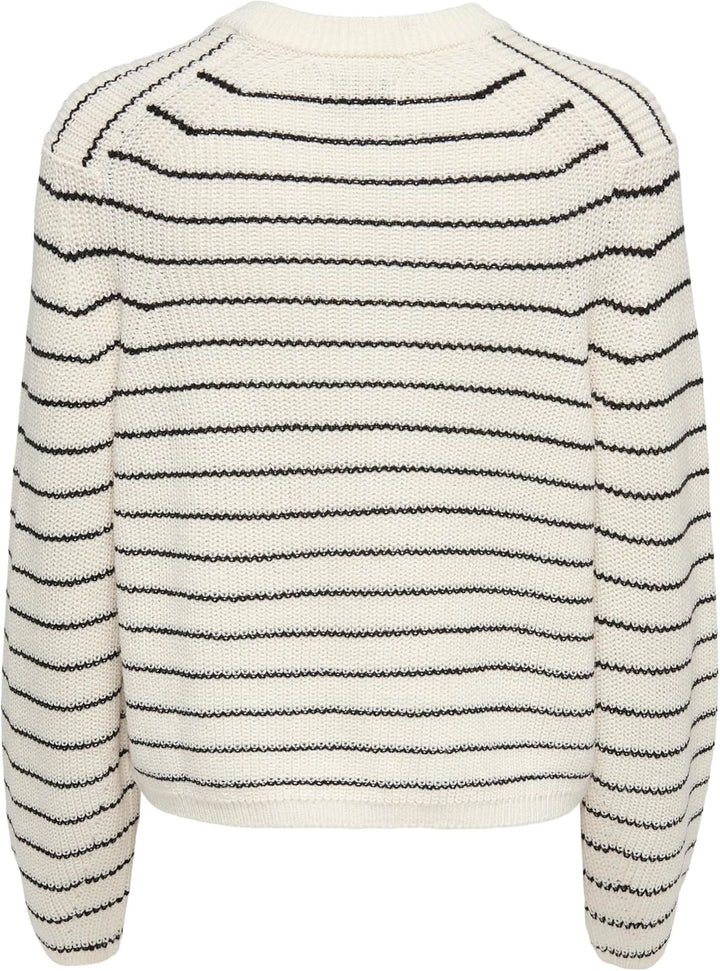 ONLY Female Strickpullover Normal geschnitten Rundhals Voluminöser Armschnitt Pullover M Jet Stream/