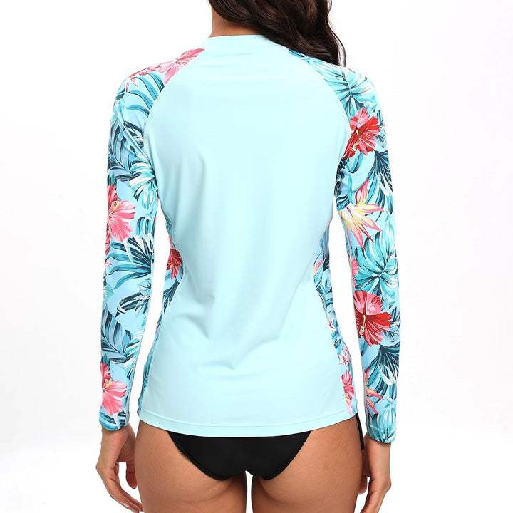 SURFEASY Damen Rash Guard Langarm Sonnenschutz Schnelltrocknend Badeshirt Surf Shirt Schwimmen Badem