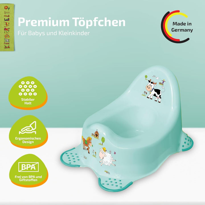 Funny Farm aquamarin Kinder-Toilettensitz + Töpfchen Toilettentrainer mit Anti-Rutsch-Funktion