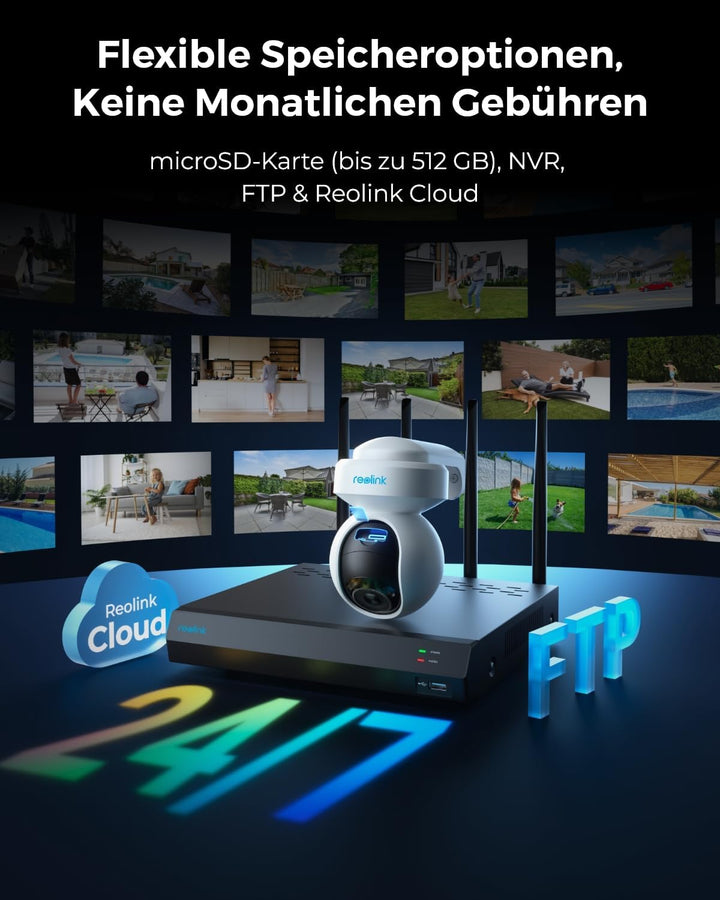 Reolink 2K 4MP Überwachungskamera Aussen WLAN Schwenkbar mit F1,0 Echtfarben-Nachtsicht, 2,4/5GHz Wi