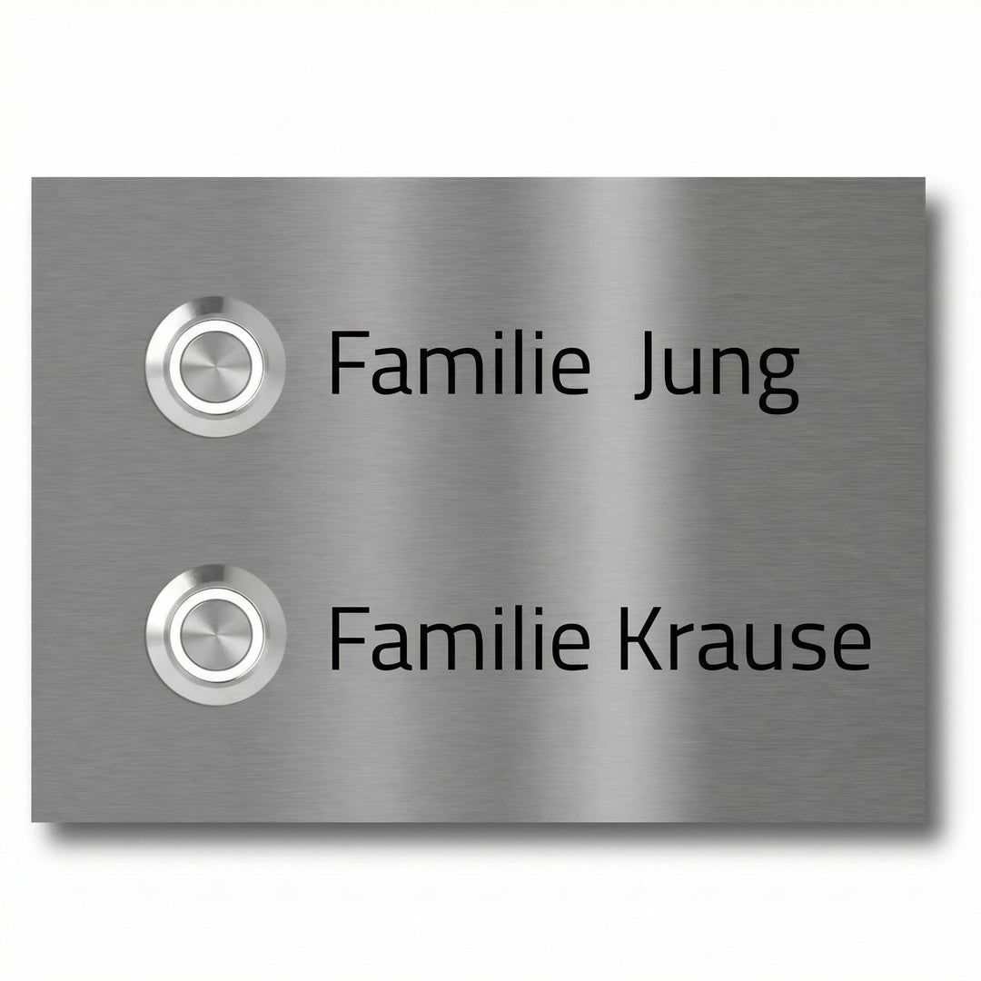 Zweifamilienhaus Klingelplatte Frankfurt 140 x 100 X 3mm V2A Edelstal kostenlose Lasergravur (LED we