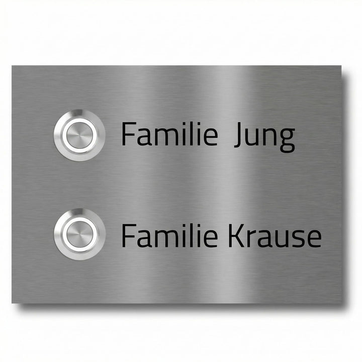 Zweifamilienhaus Klingelplatte Frankfurt 140 x 100 X 3mm V2A Edelstal kostenlose Lasergravur (LED we