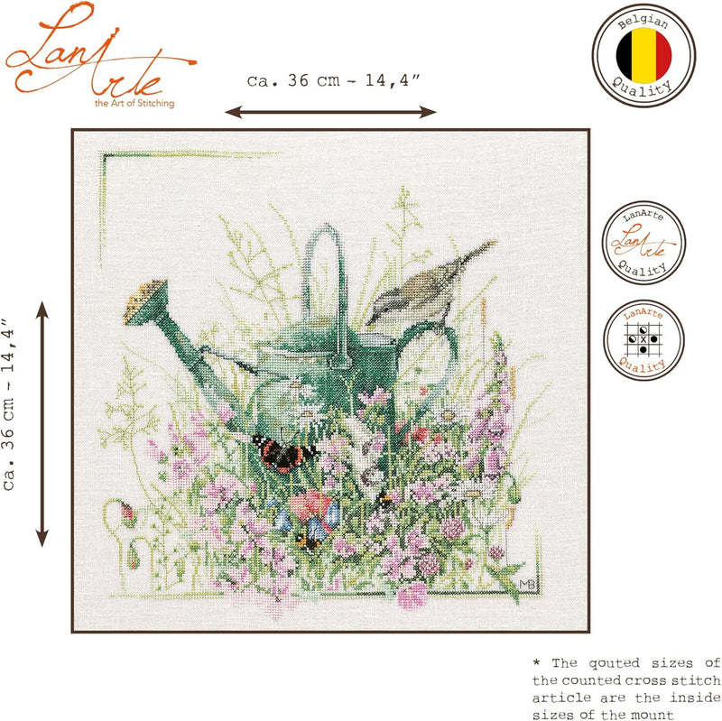 Lanarte Zählmusterpackung Meine Gieskanne Kreuzstichpackung, Baumwolle, Mehrfarbig, 36 x 36 x 0.3 cm
