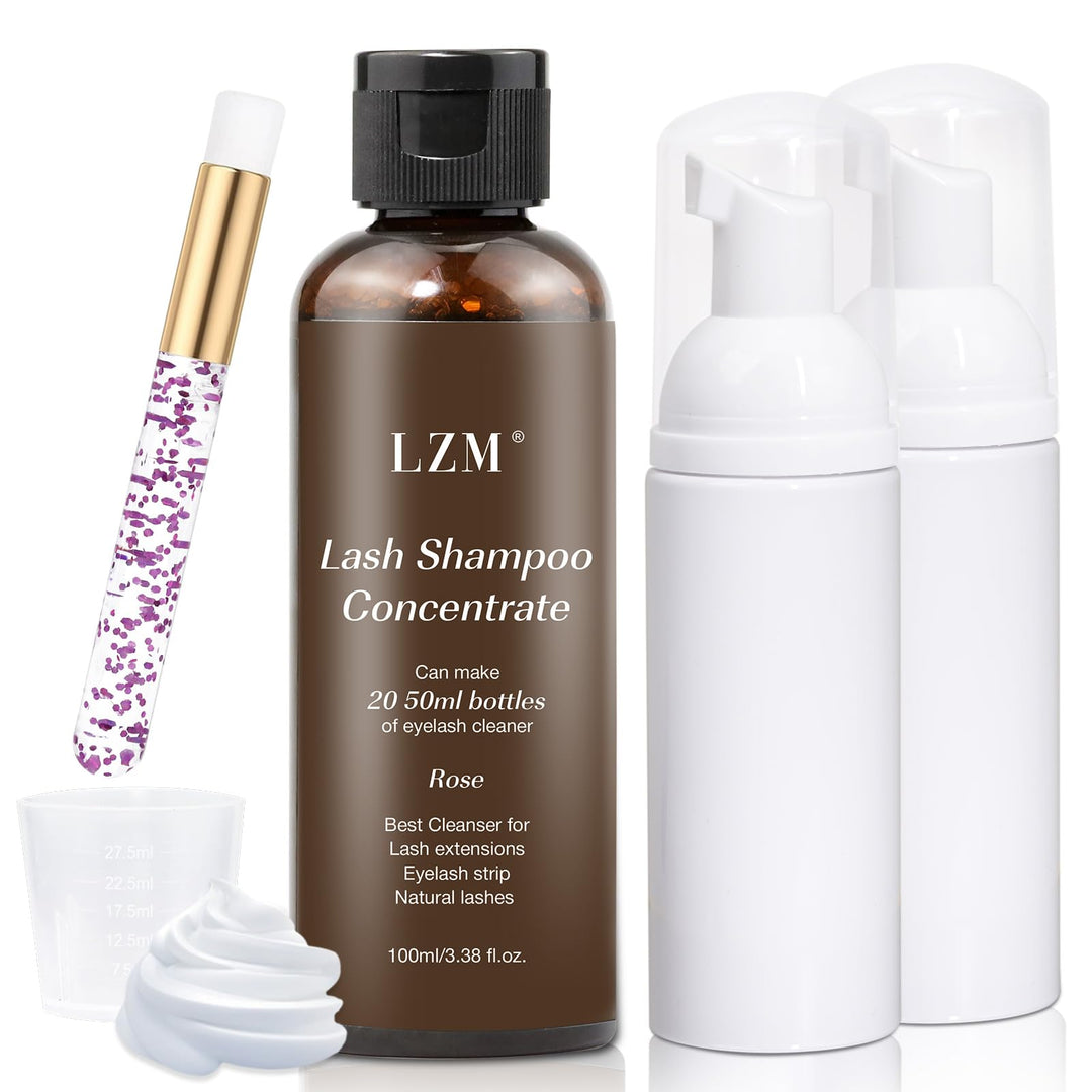 LZM Wimpernverlängerungsshampoo Konzentrat - Reinigungskonzentrat für Wimpernverlängerungen mit Bürs