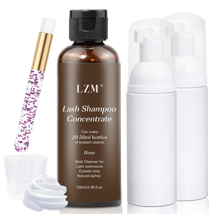 LZM Wimpernverlängerungsshampoo Konzentrat - Reinigungskonzentrat für Wimpernverlängerungen mit Bürs