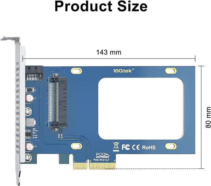 U.2 SFF-8639 auf PCIe Adapter, PCIe 3.0 X4 Erweiterungskarte für 2.5’’ U.2 NVMe SSD or 2.5" SATA SSD