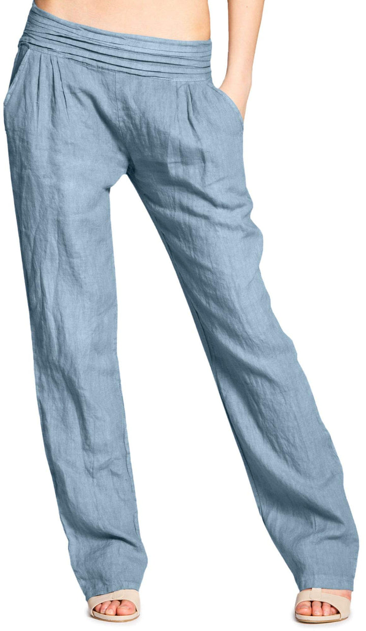 Caspar KHS020 Damen Casual Leinen Hose 36 Jeans Blau, 36 Jeans Blau