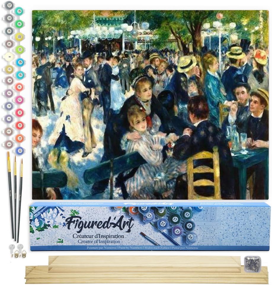 Figured'Art Malen Nach Zahlen Erwachsene Mit Rahmen Renoir - Bal du Moulin de la Galette - Paint by