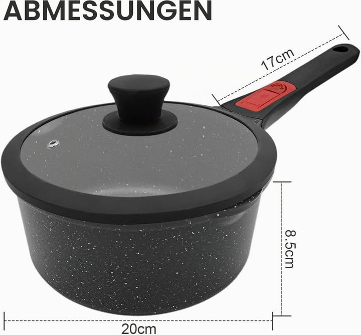 AIKENBBKK Stielkasserolle mit Deckel, antihaftbeschichtet, 2,3 l, kleine Sossentopf zum Kochen, Milc