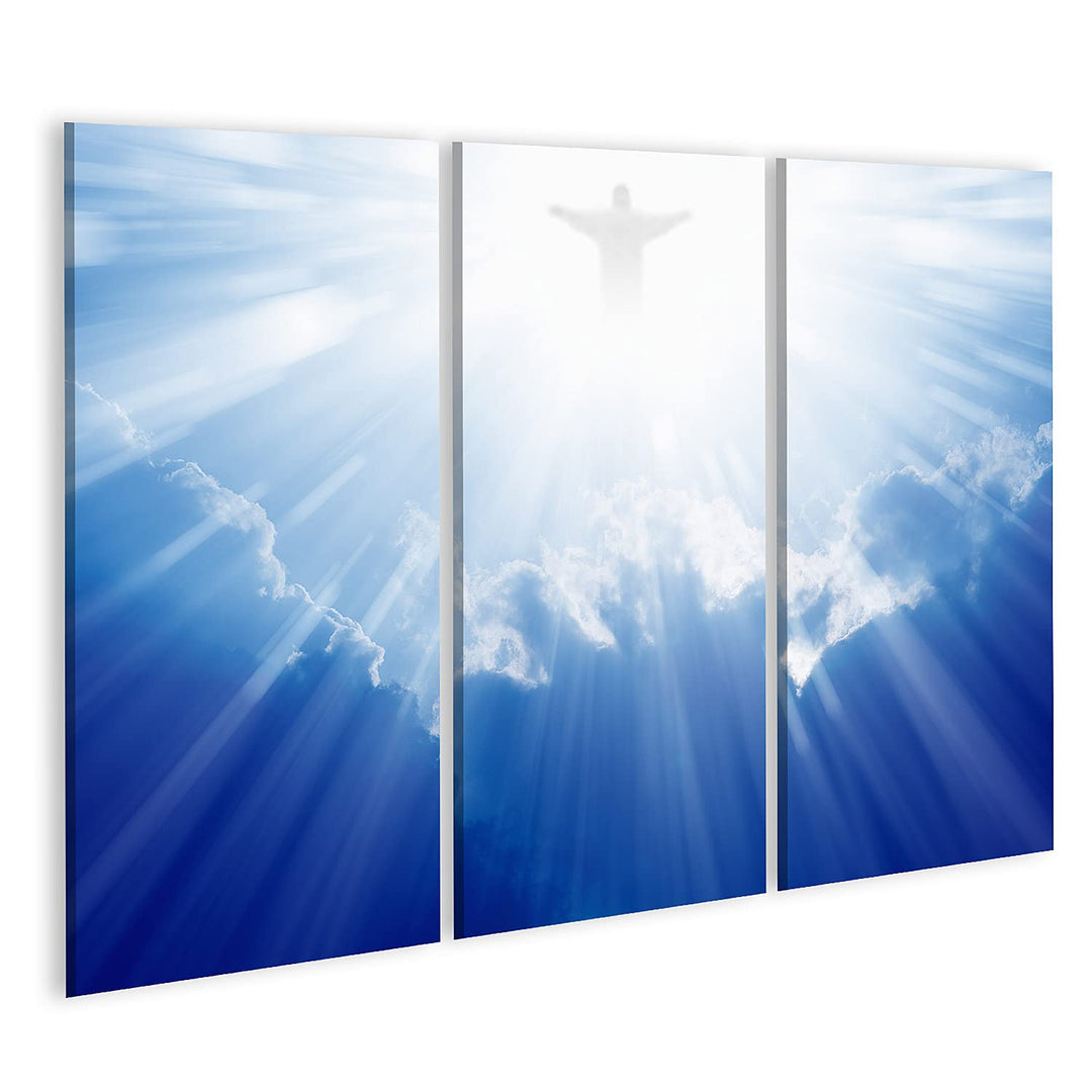 islandburner Bild auf Leinwand Helles Licht Von Jesus Christus In Den Blauen Himmel Mit Wolken Bilde