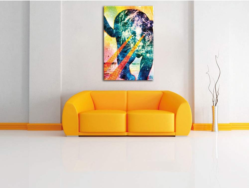 Pixxprint Psycat Leinwandbild Bild auf Leinwand, XXL riesige Bilder fertig gerahmt mit Keilrahmen, K
