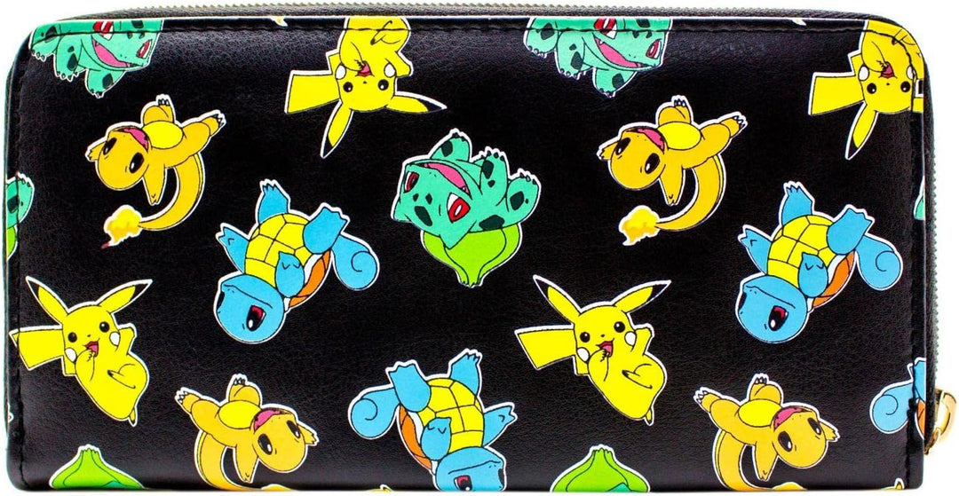 Bulbasaur Squirtle, Pika! Starter Metall Emblem Portemonnaie Clutch Münzfach & Kartenhalter, Schwarz