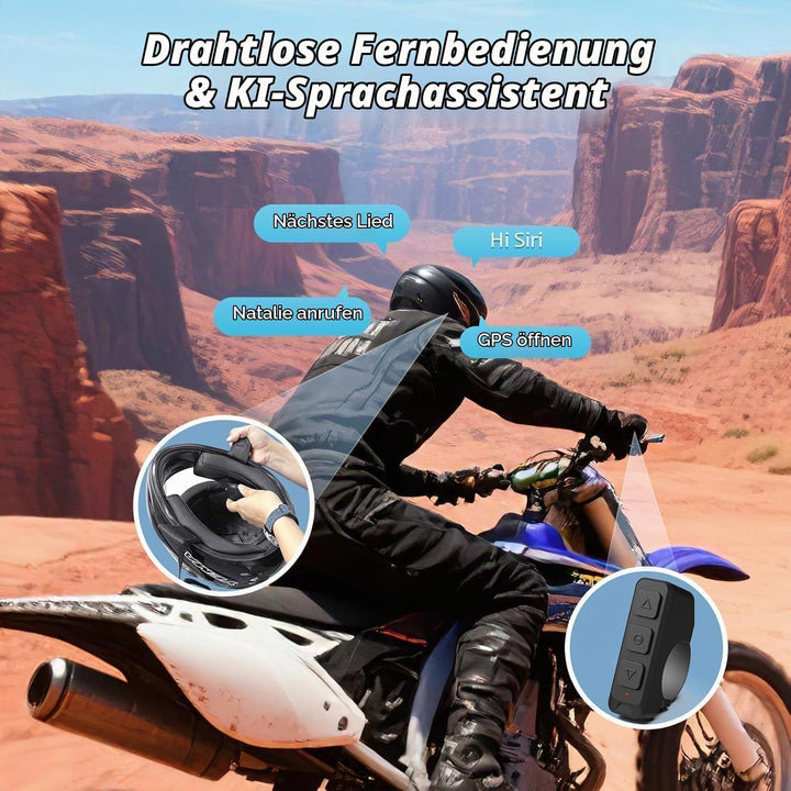 OBEST Motorradhelm Bluetooth Headset, TWS Kabellose Kopfhörer mit Ladeetui, Bluetooth 5.3 &amp; ANC Akti