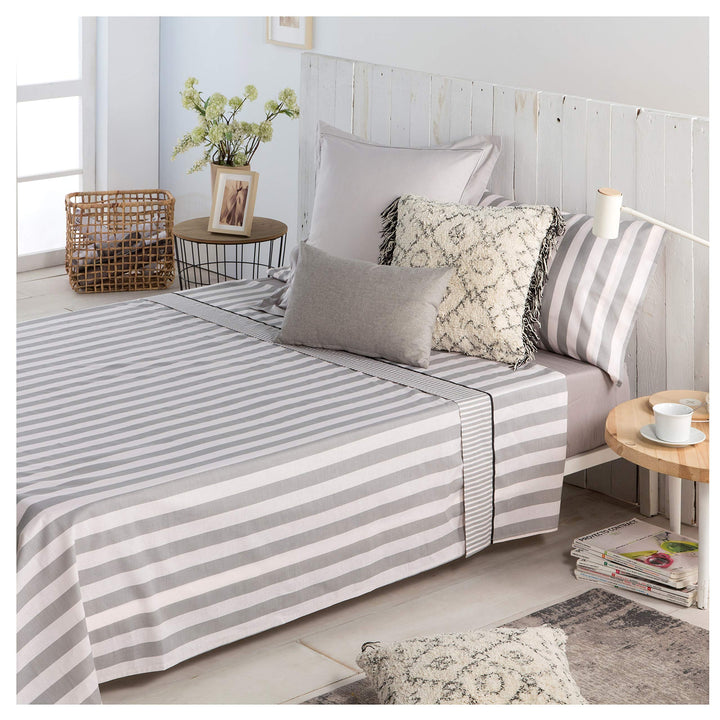 Cotton Artean Bettwäsche Lines II Bett 150 x 190/200 100 % Baumwolle. Cama 150 X 190/200 Grau, Cama