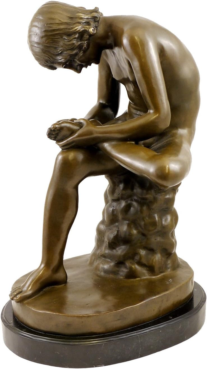 Spinario Bronzestatue - Der Dornauszieher Skulptur - signiert Milo - Antikes Motiv der Bildenden Kun