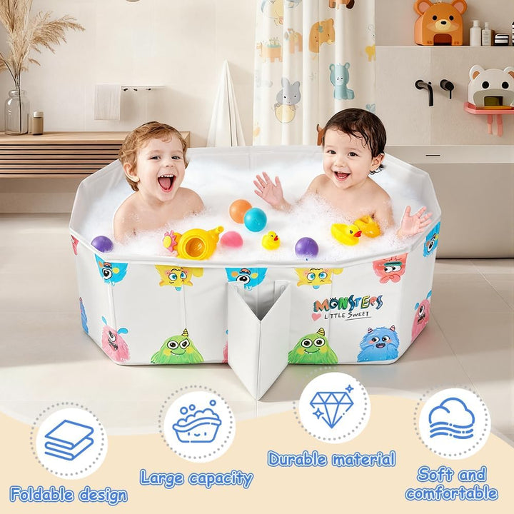 AUYAO Faltbare Badewanne Kinder Tragbare Säuglings Badewanne Baby mit Ablassschraube Integrierte Tra