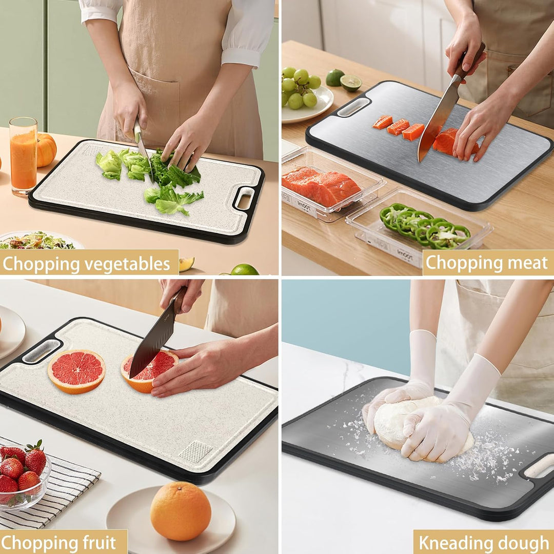 Schneidebrett, grosses Edelstahl schneidebrett,Reisschalen-Faser,Cutting Board mit Saftrutsche,rutsc
