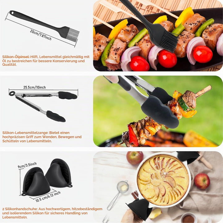 Airfryer Zubehör Set mit 4 Silikonmagneten – verhindert, dass Backpapier Lebensmittel bedeckt – inkl