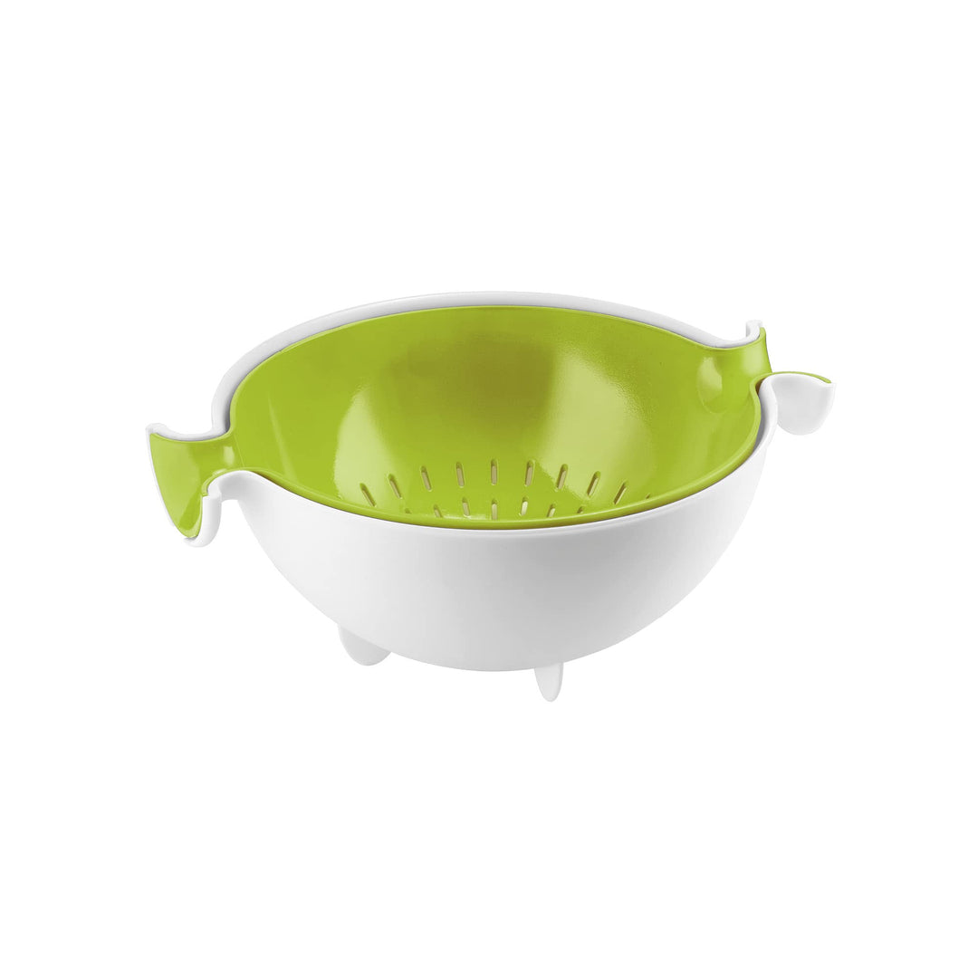 Guzzini - Kitchen Active Design, Set Abtropfsieb mit Behälter Spin&Drain - Apfelgrün, 30 x 25 x h12,