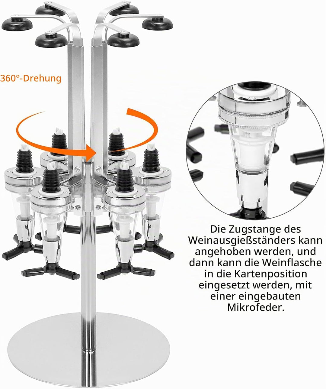 QWORK® 6 Flaschenkopfspender, Getränkespender für Flaschen, Aluminiumlegierung, für Bar, Party