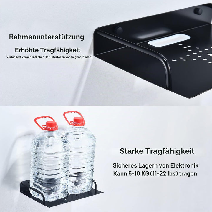 Wandregal Schwarz für Router Kleiner Beamer Wandhalterung, TV Boxen Halterung, Metall Regal Wand für