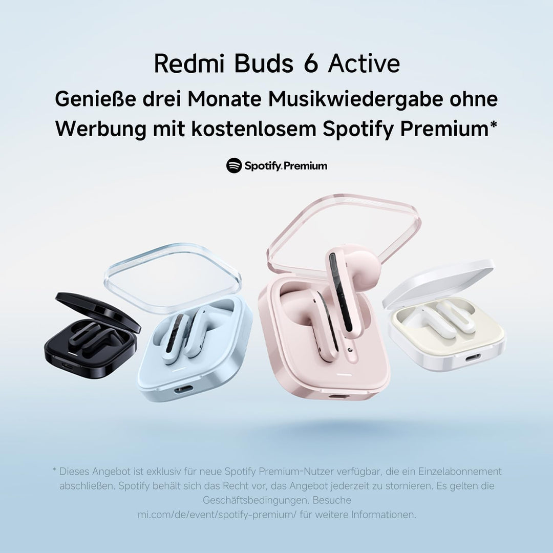 XIAOMI Redmi Buds 6 Active – In-Ear Kopfhörer, Bluetooth 5.4, bis zu 30 Stunden Akkulaufzeit, 14.2mm