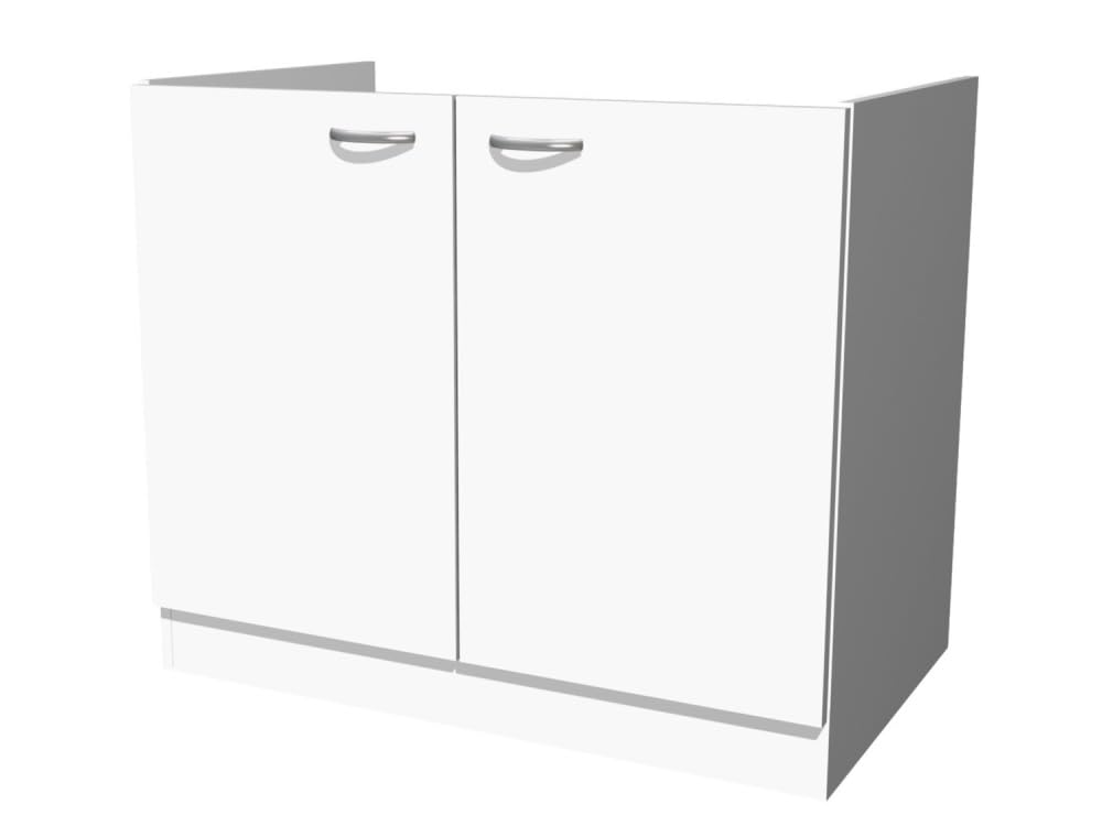 Spülenunterschrank 100 cm weiss ohne Arbeitsplatte – Küchenunterschrank mit 2 Drehtüren, 60 cm Tiefe