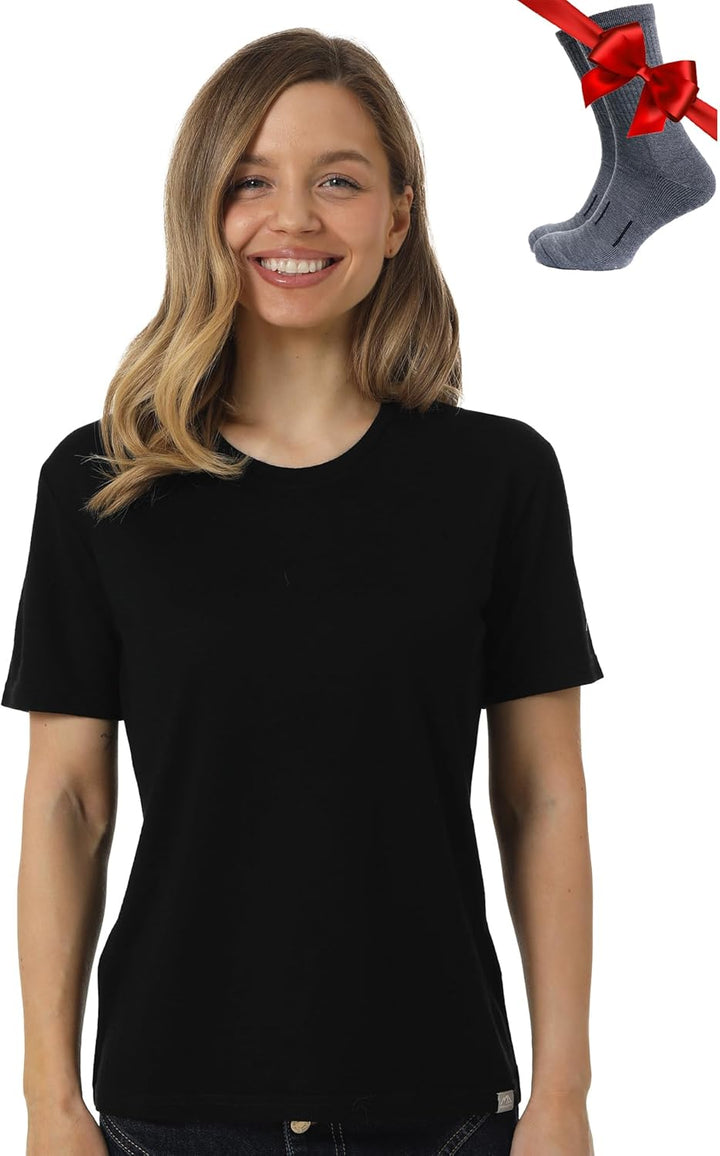 Merino.tech Merinowolle T-Shirt Damen - 100% Merinowolle Leichte Basisschicht Damen Kurzarm T-Shirt