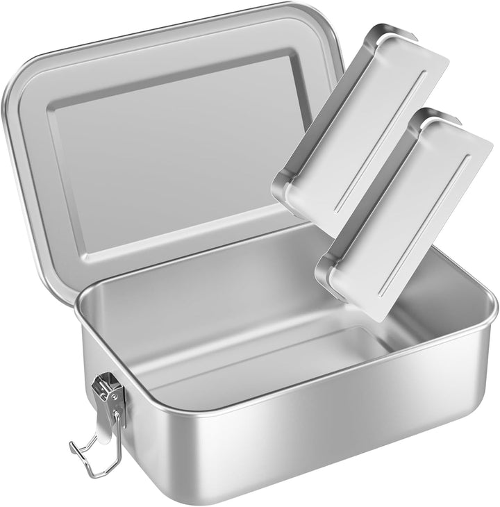 WELLGRO Edelstahl Dosen eckig - 550ml 850ml 1400ml 2400ml auslaufsicher Metall Brotdose Lunchbox, Ka