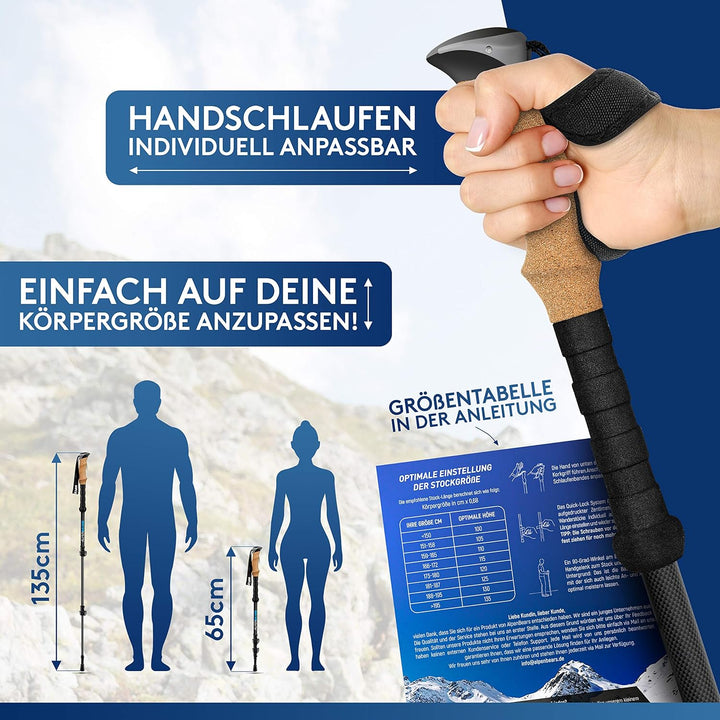 Wanderstöcke & Nordic Walking Stöcke - Teleskop Wanderstock mit Gummipuffer Set - Trekkingstöcke für