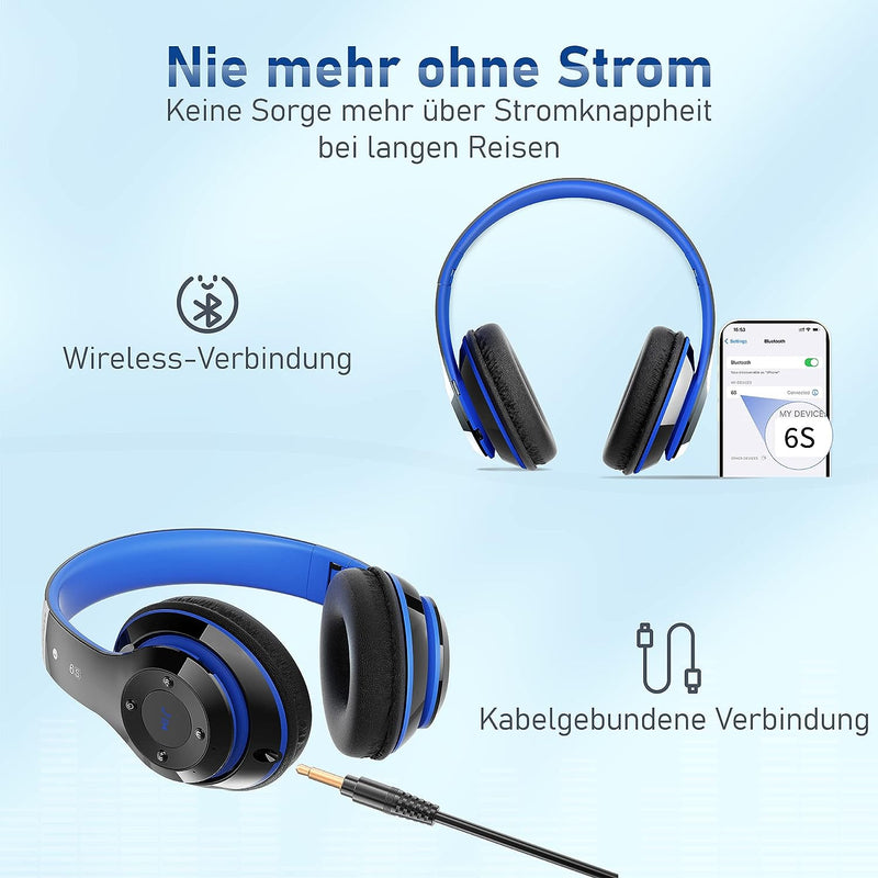 Lankey Sound Bluetooth Kopfhörer, Bluetooth Kopfhörer Over-Ear mit 6 EQ Modi, 65 Std Kabellose Kopfh