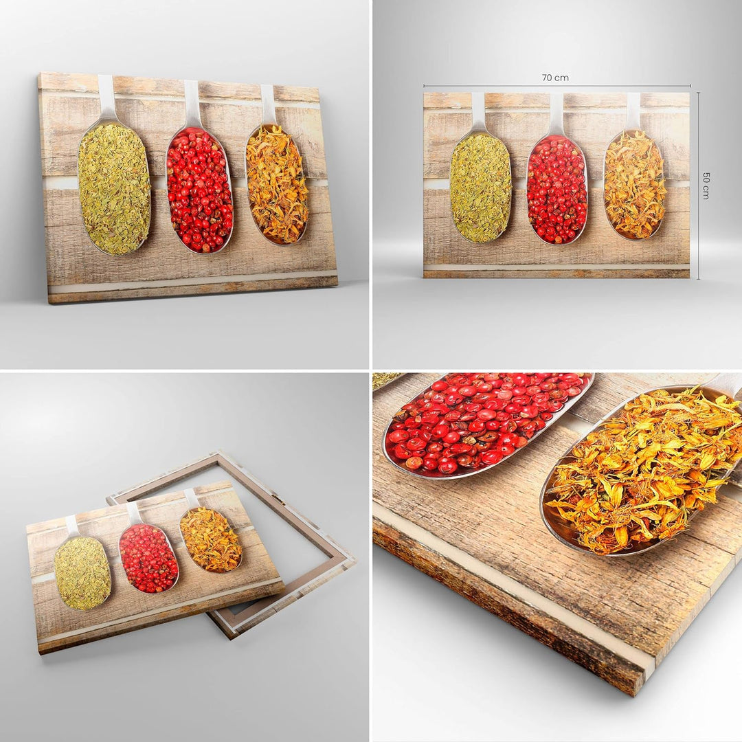 Bilder auf Leinwand Samen Kräuter Gewürze Gewürze Leinwandbild 70x50cm Wandbilder Dekoration Wohnzim