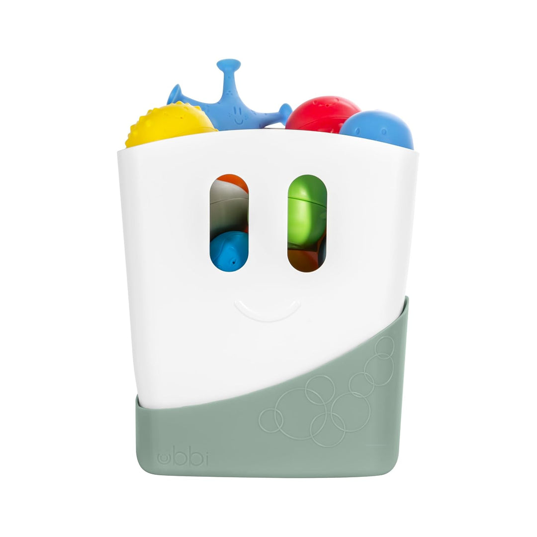 Ubbi Freestanding Bath Toy Organizer Bath Caddy with Removable Drying Rack Bin & Scoop for Toddlers