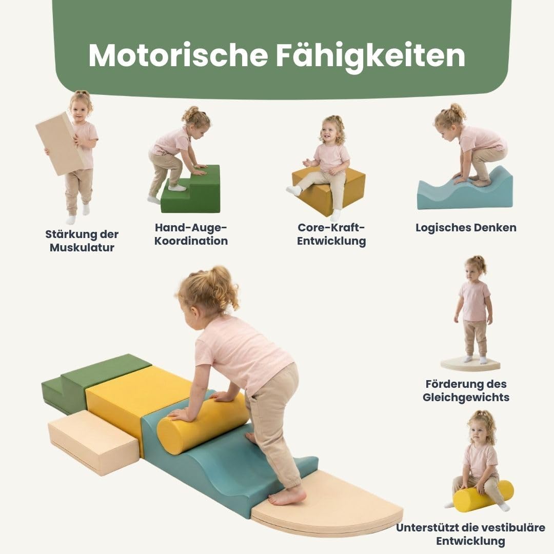 IGLU SOFT PLAY 6er Softbausteine Set für Kinder – XXL Kletterbausteine & Schaumstoff-Bausteine – Abe