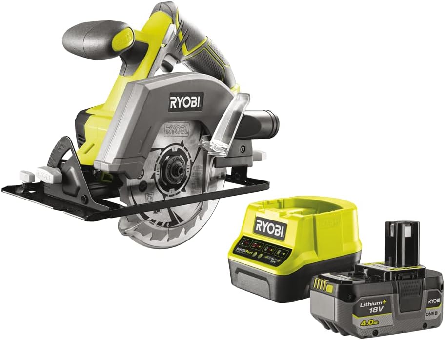 RYOBI 18 V ONE+ Akku-Handkreissäge R18CSP-140GZL (Sägeblatt-Ø 150 mm, Schnitttiefe 90°/45° 45/32 mm,