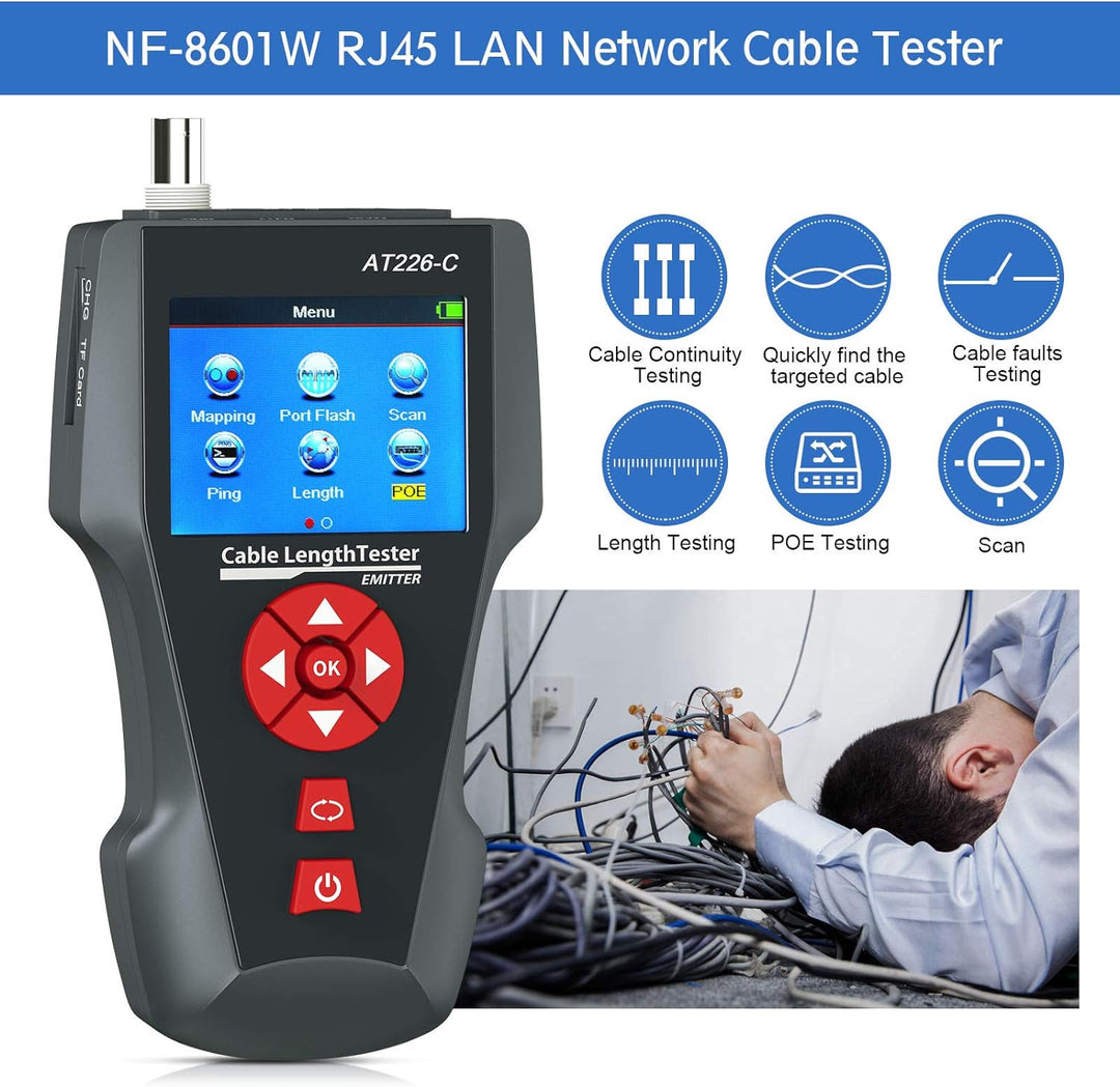 KOLSOL Netzwerktester Kabeltester AT226-C POE Tester Netzwerk Tester Kabel Tester Netzwerkkabelteste