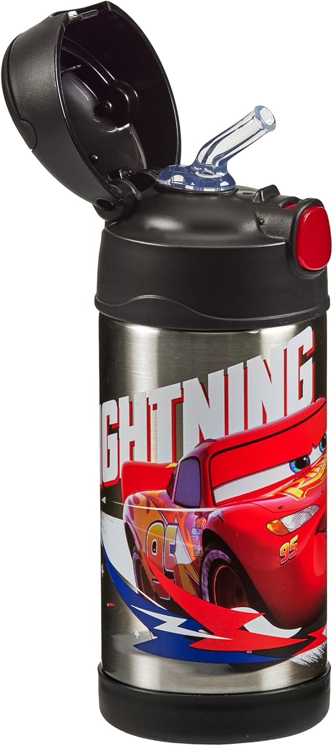 Thermos kids FUNTAINER STRAW BOTTLE DISNEY 0,35 l, Cars, Thermoflasche Kinder aus Edelstahl mit Trin