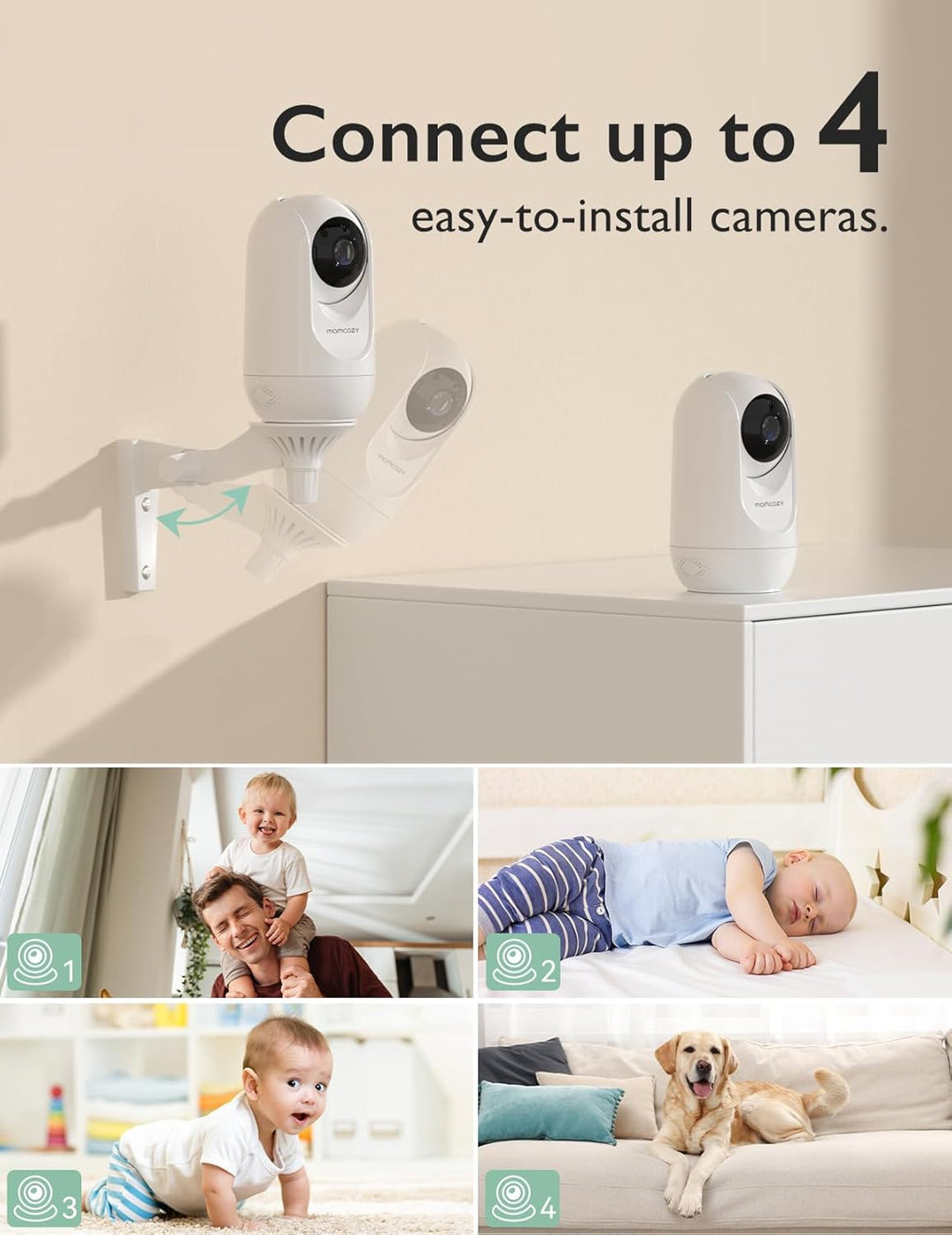 momcozy Babyphone mit Kamera 5 Zoll 1080P HD-Video Babyphone ohne WLAN mit Kamera und Audio 5000 mAh